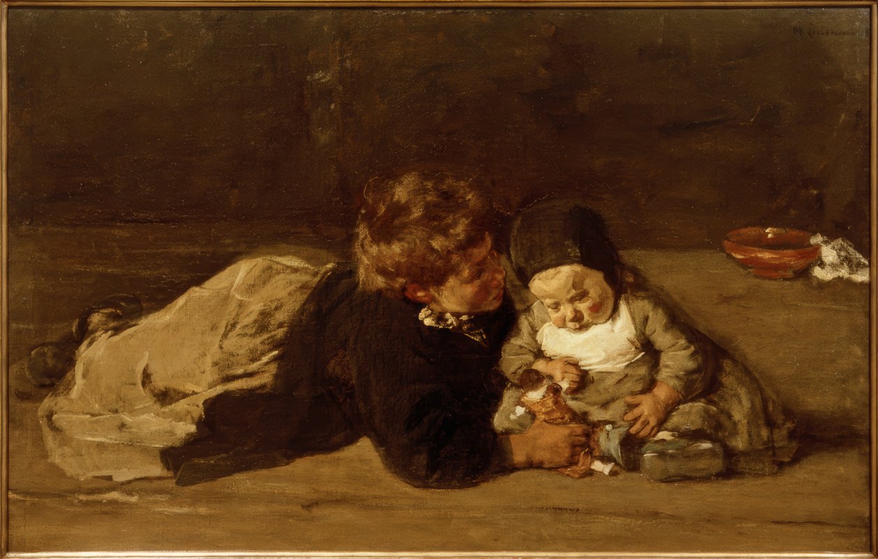Søsken - lekende barn av Max Liebermann