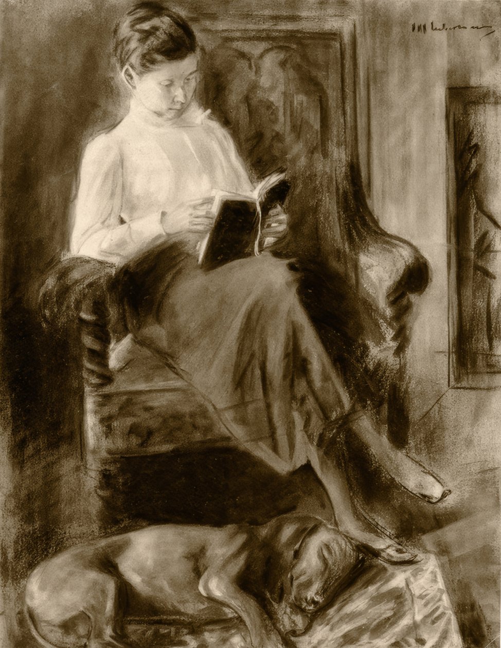 Lesepike / akvarell Max Liebermann av Max Liebermann