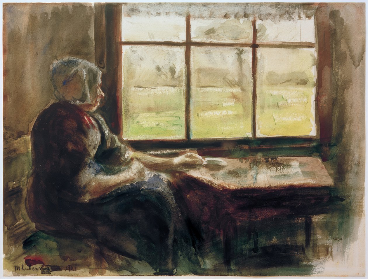 M.Liebermann, nederlandsk kvinne ved vinduet av Max Liebermann