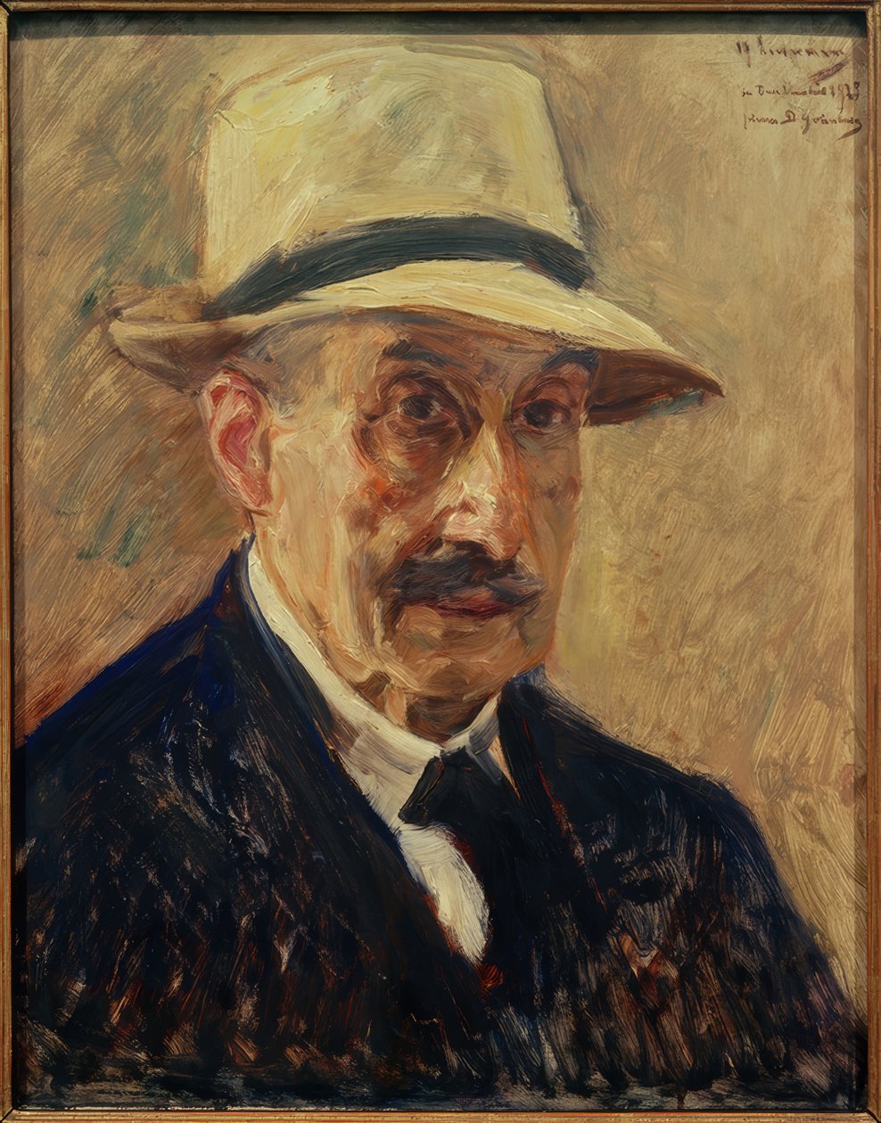Selvportrett med stråhatt av Max Liebermann