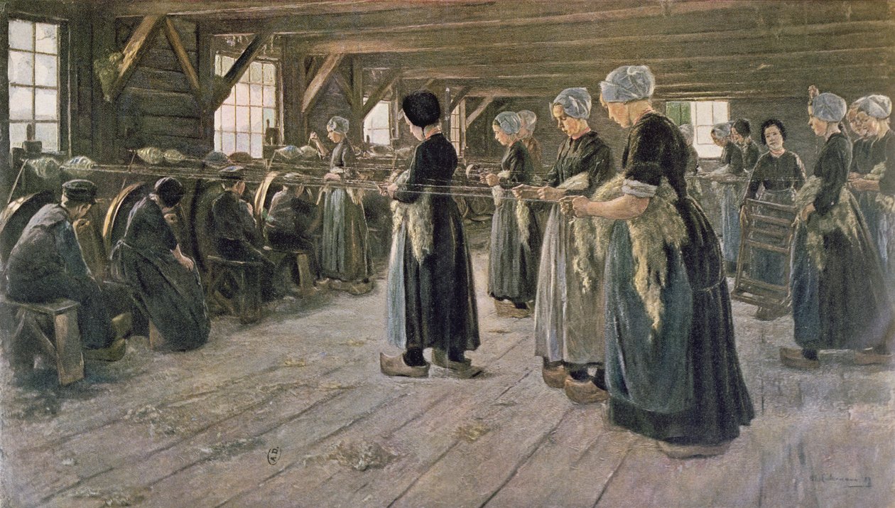 Spinneverksted i Laren, 1889 av Max Liebermann