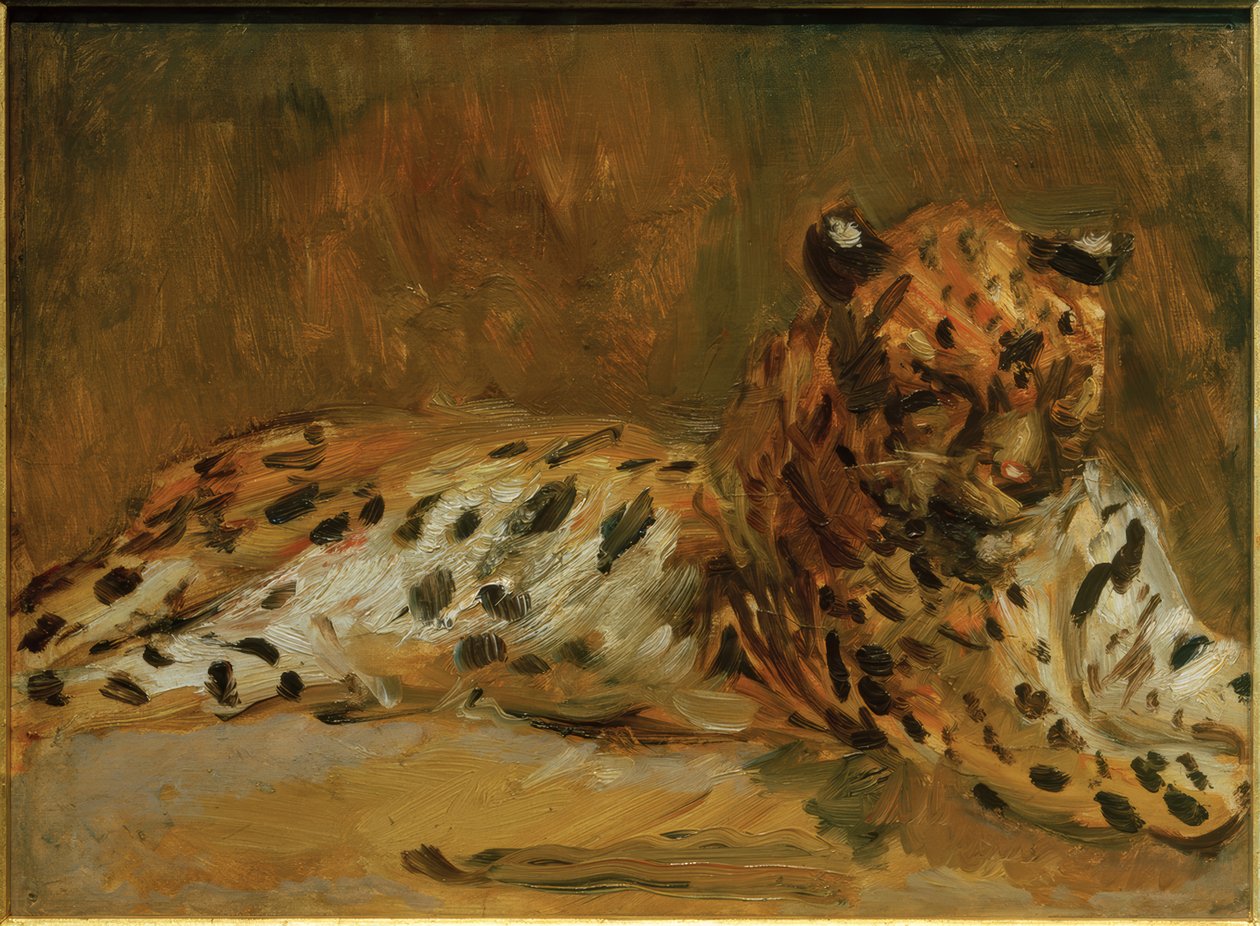 Liggende afrikansk leopard av Max Slevogt