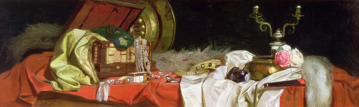 Panel over en dør som viser A Ladys Treasures, (se 204439) av Max Thedy