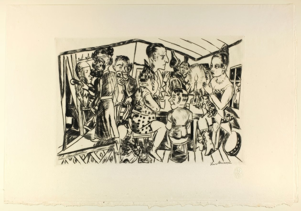 Behind the Scenes, plate tre fra Jahrmarkt av Max Beckmann
