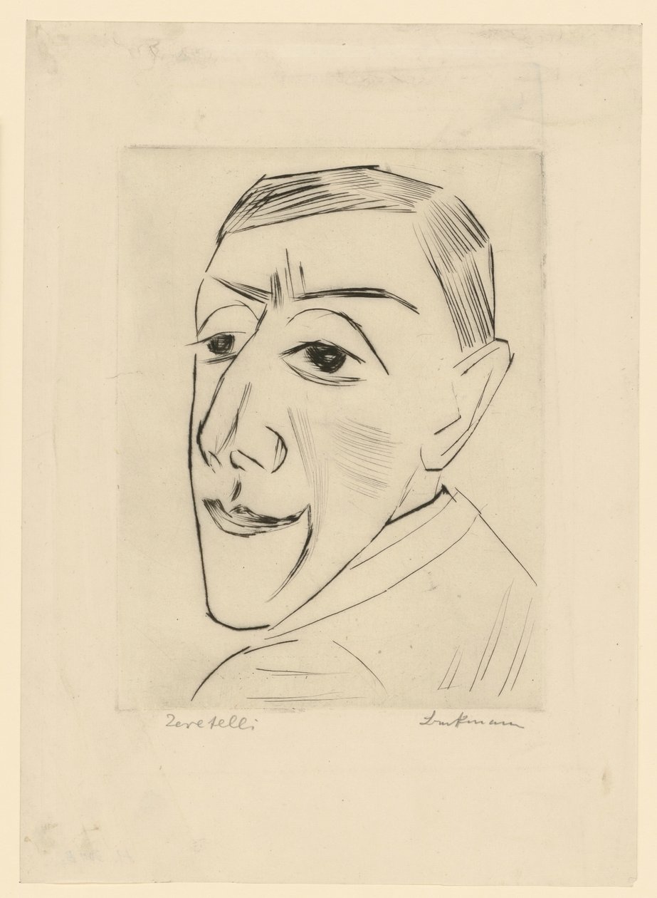 Portrett av skuespilleren N. M. Zeretelli (blad 4 fra: Den tredje Ganymedes-mappen) av Max Beckmann