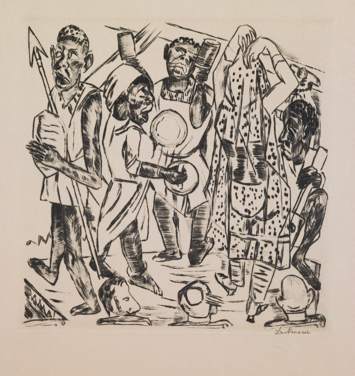 Black Dance, plate 9 fra porteføljen "Annual Fair" av Max Beckmann