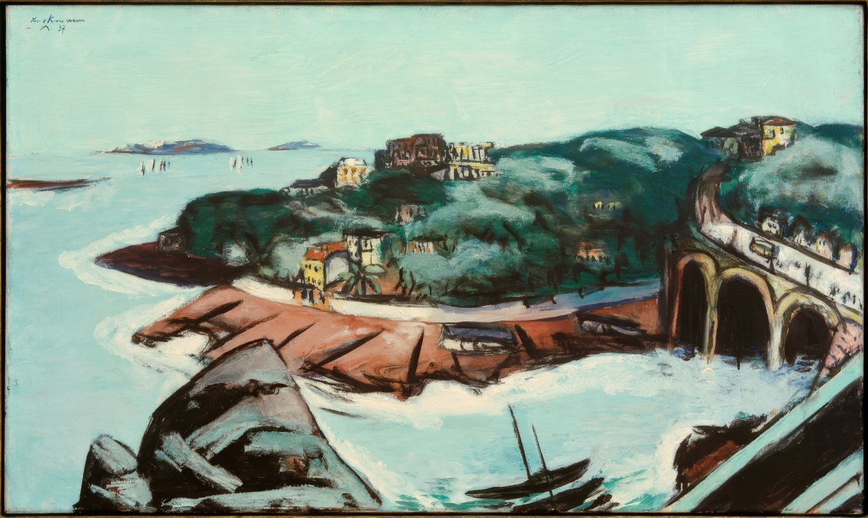 Utsikt over forsteder ved sjøen nær Marseille av Max Beckmann