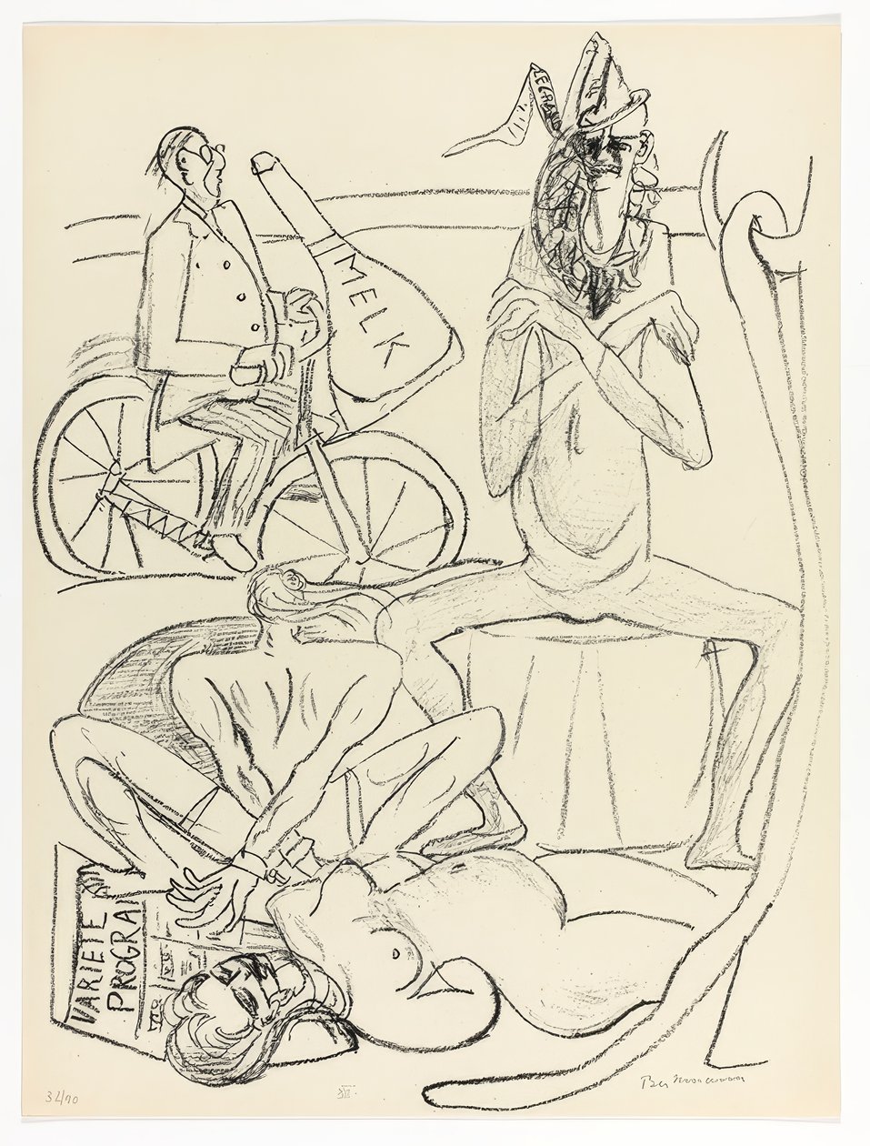 Sirkus, plate 12 fra Day and Dream av Max Beckmann