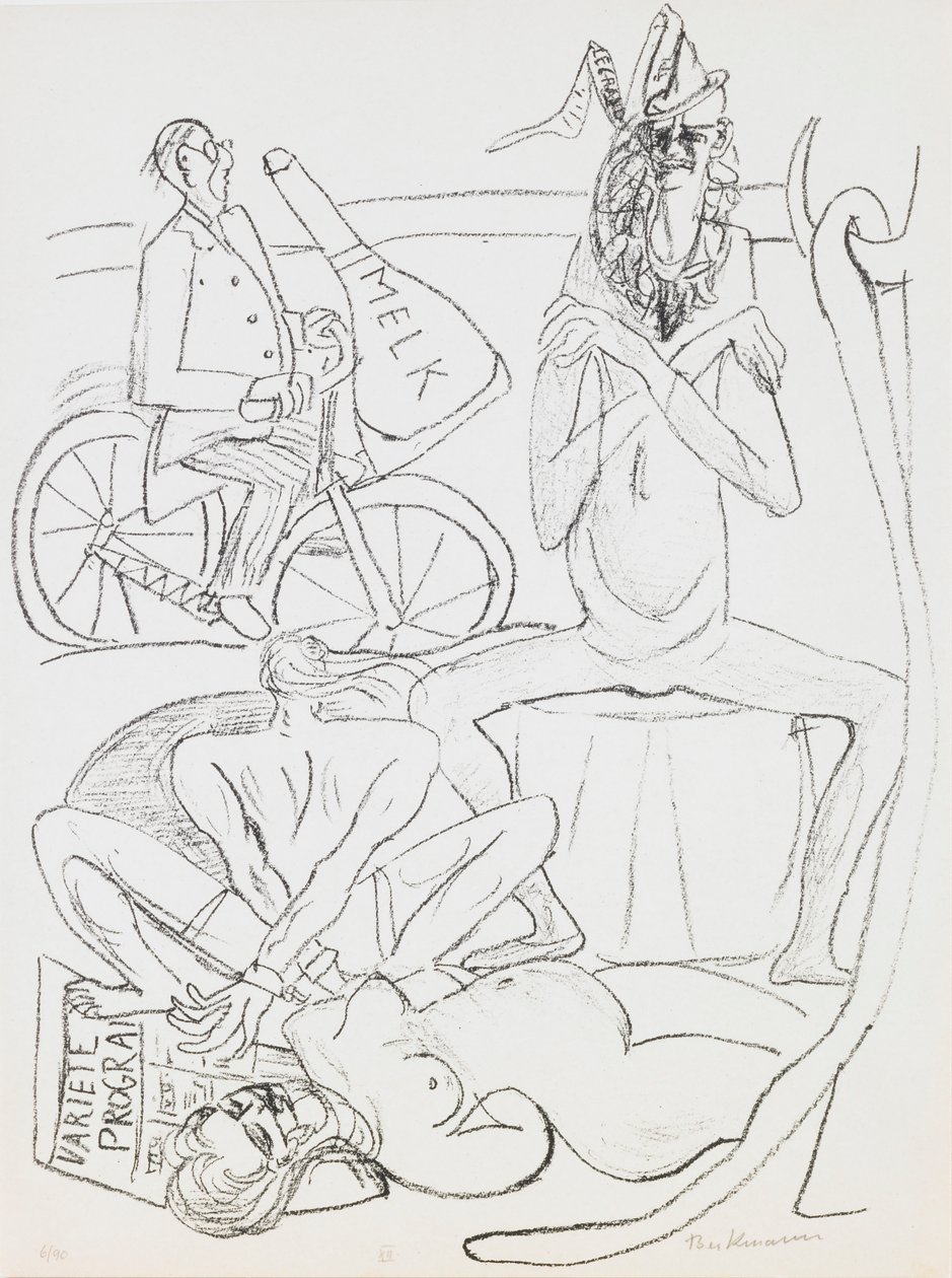 Sirkus, plate 12 fra porteføljen «Dag og drøm» av Max Beckmann