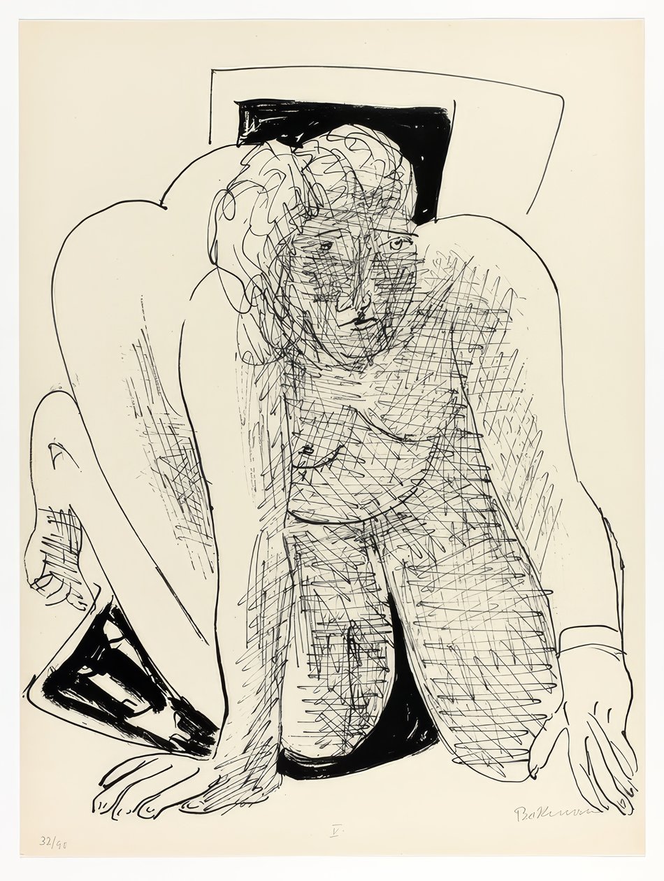 Crawling Woman, tallerken fem fra Day and Dream av Max Beckmann