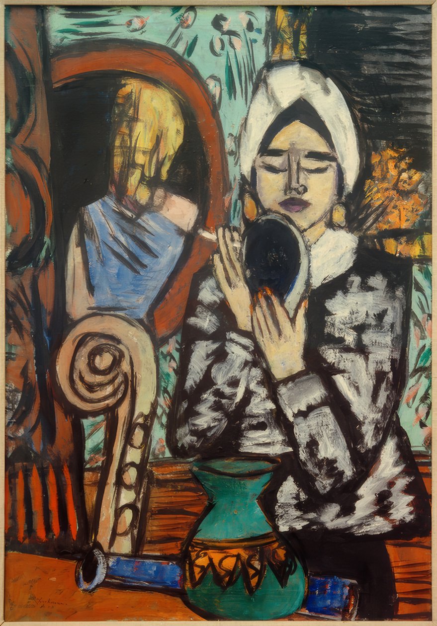 Dame med speil av Max Beckmann