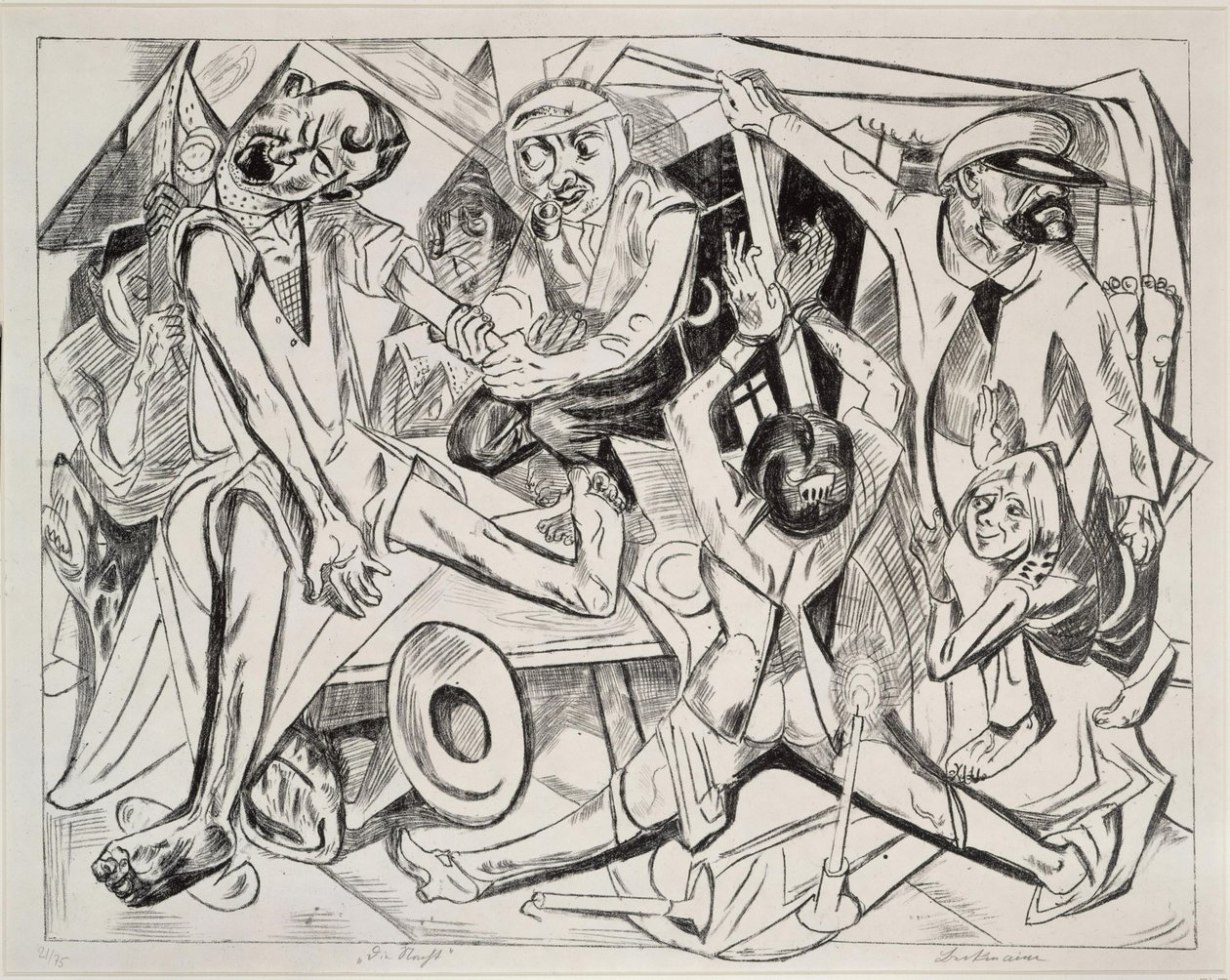 Natten (blad 7 fra: «Helvete») av Max Beckmann