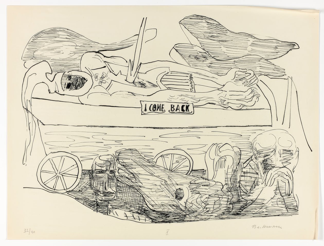 Dream of War, plate 10 fra Day and Dream av Max Beckmann