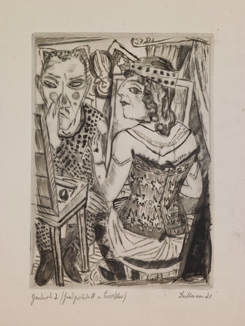Garderobe, plate 2 fra porteføljen «Årsmessen» av Max Beckmann