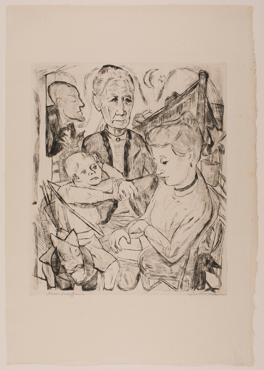 Family Scene (Beckmann Family), plate 2 fra porteføljen "Faces" av Max Beckmann