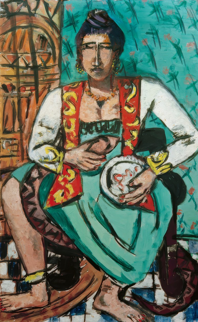 Kvinne med slange (slangejarmer) av Max Beckmann
