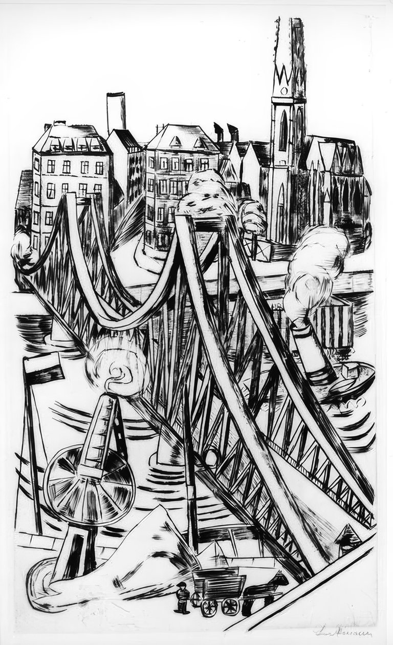 Great Bridge (The Eiserne Steg i Frankfurt am Main) av Max Beckmann