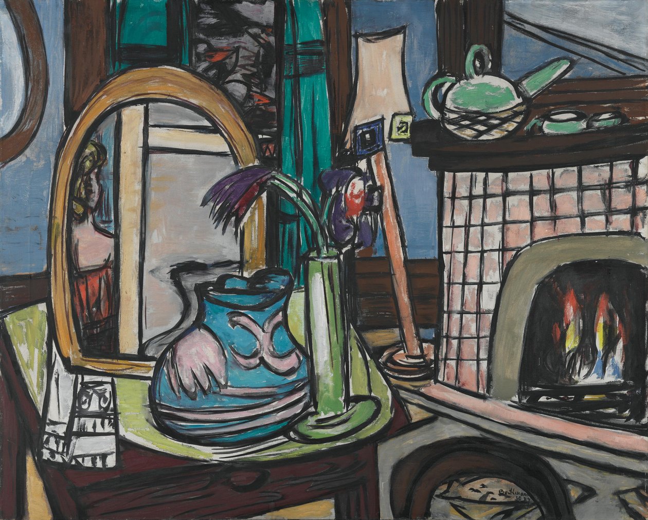 Stort stilleben med duer av Max Beckmann