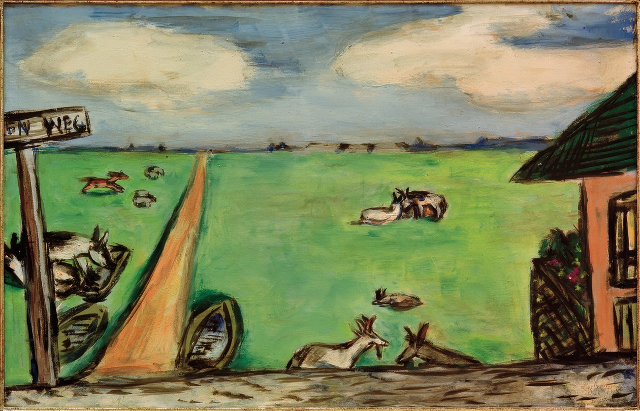 Grønn eng med kyr av Max Beckmann