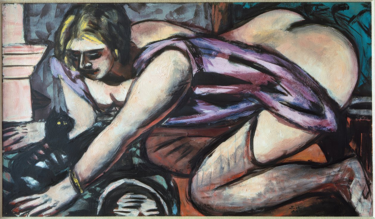 Halvakt med katt av Max Beckmann