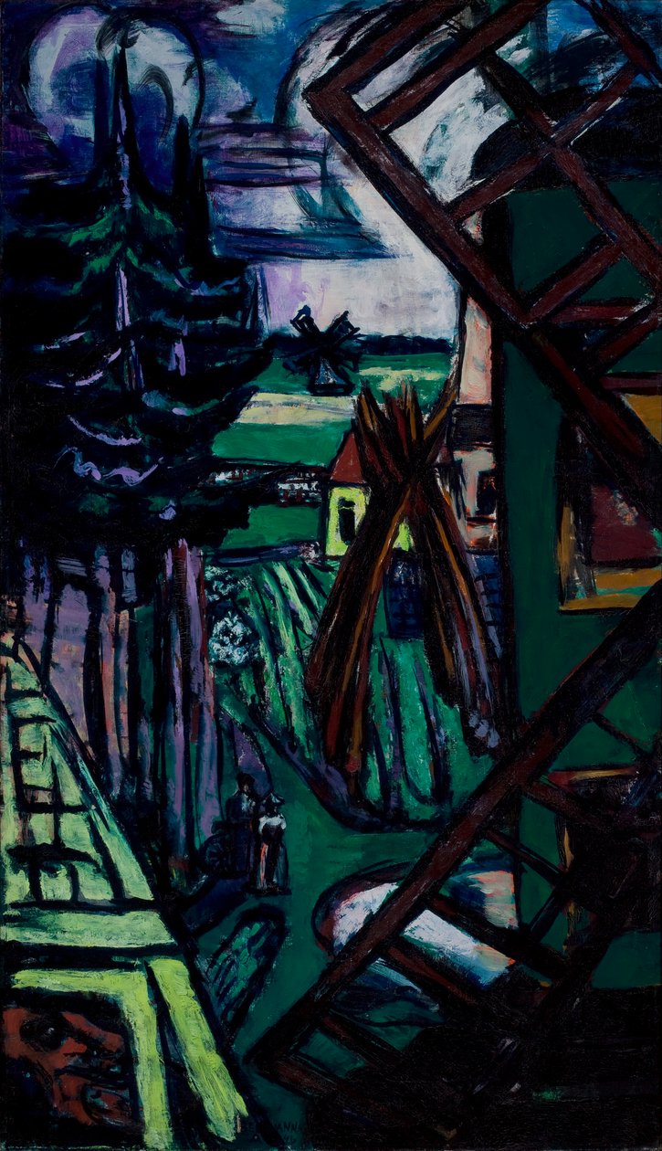 Stort Larenlandskap med vindmølle av Max Beckmann