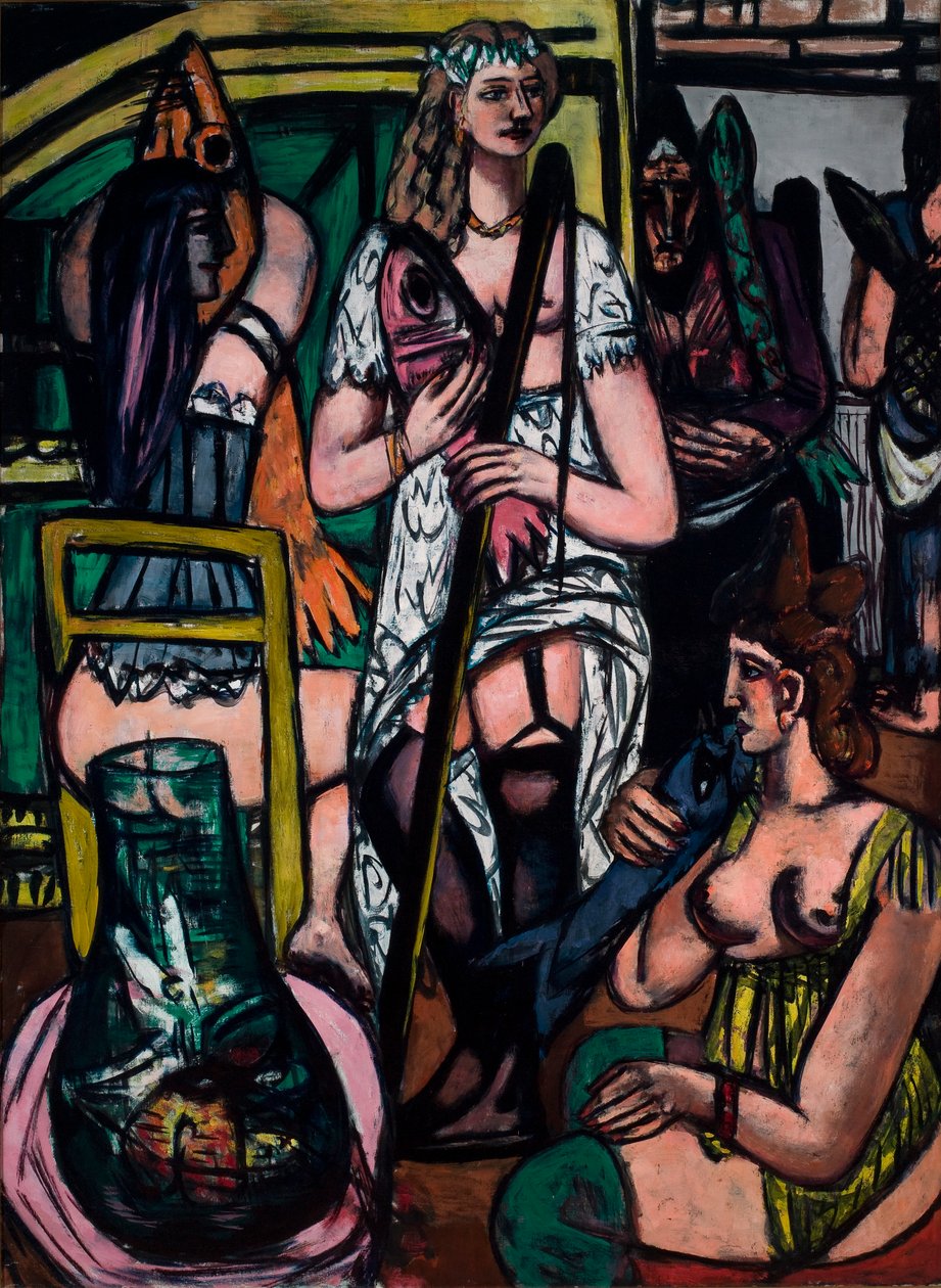 Stort bilde av kvinner. Fiskerkvinner av Max Beckmann