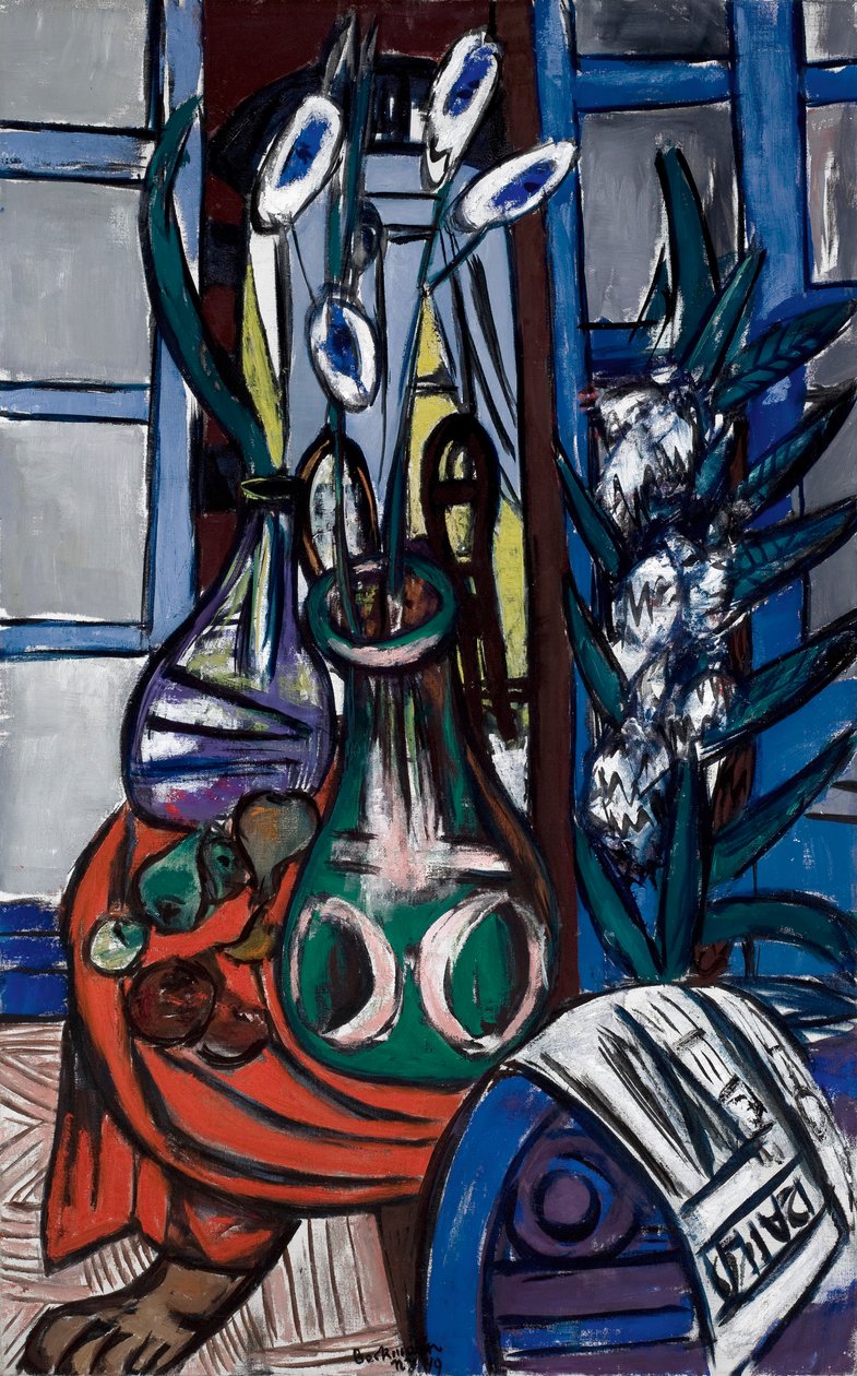 Stort stillebeninteriør (blått) av Max Beckmann