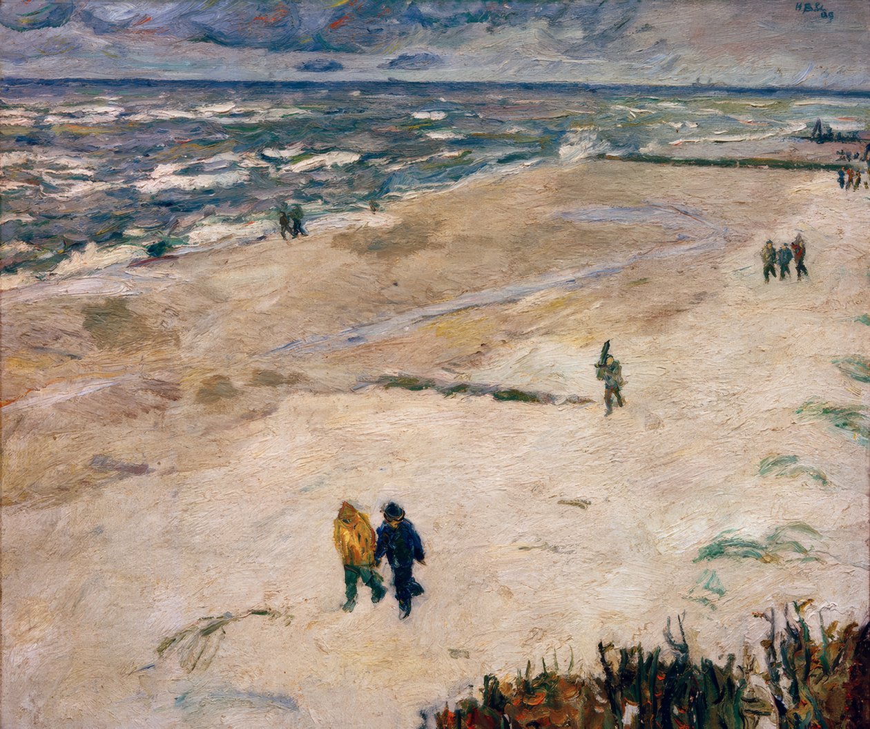 Folk etter jobb ved sjøen (På stranden i Wangerooge) av Max Beckmann