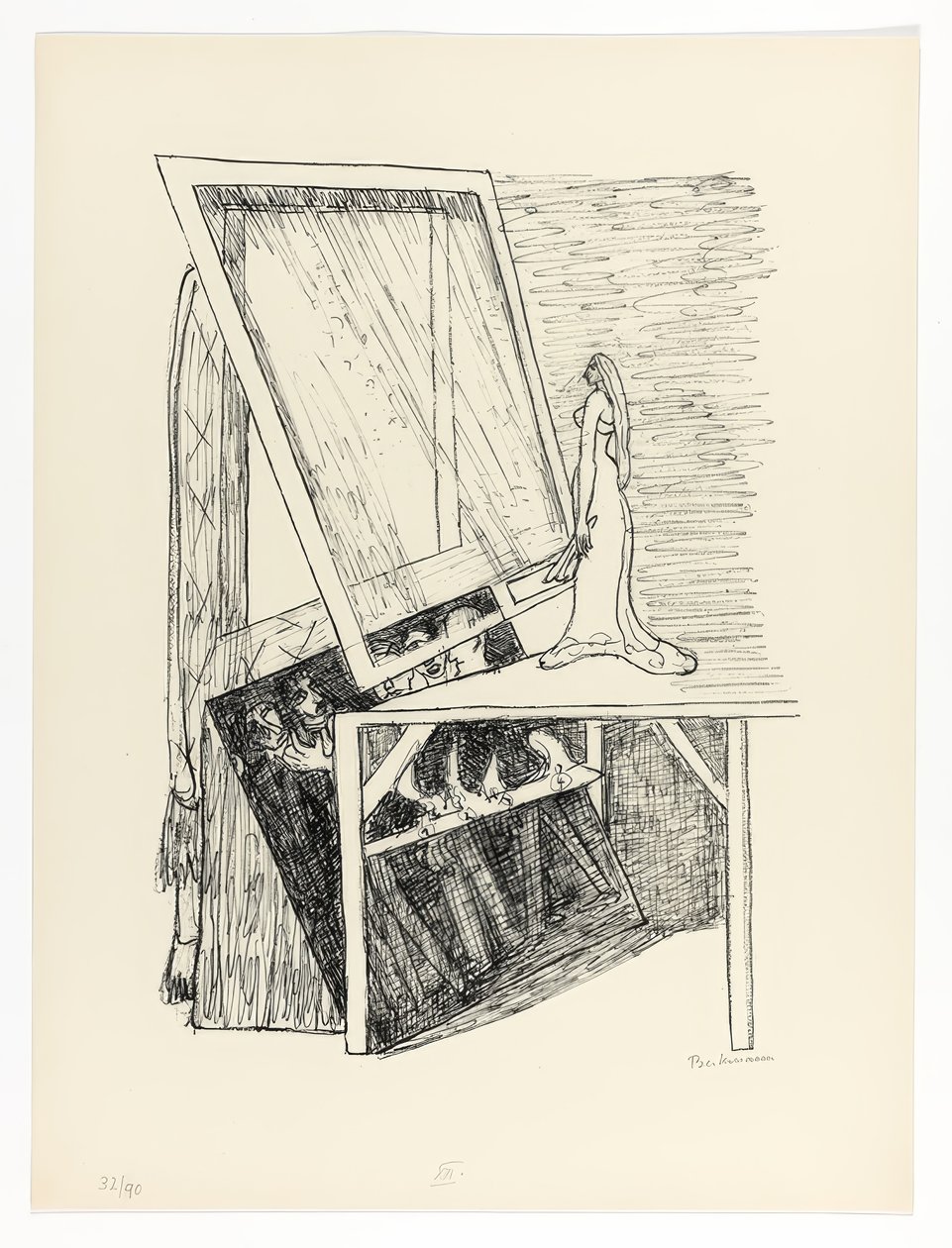Magic Mirror, plate 13 fra Day and Dream av Max Beckmann