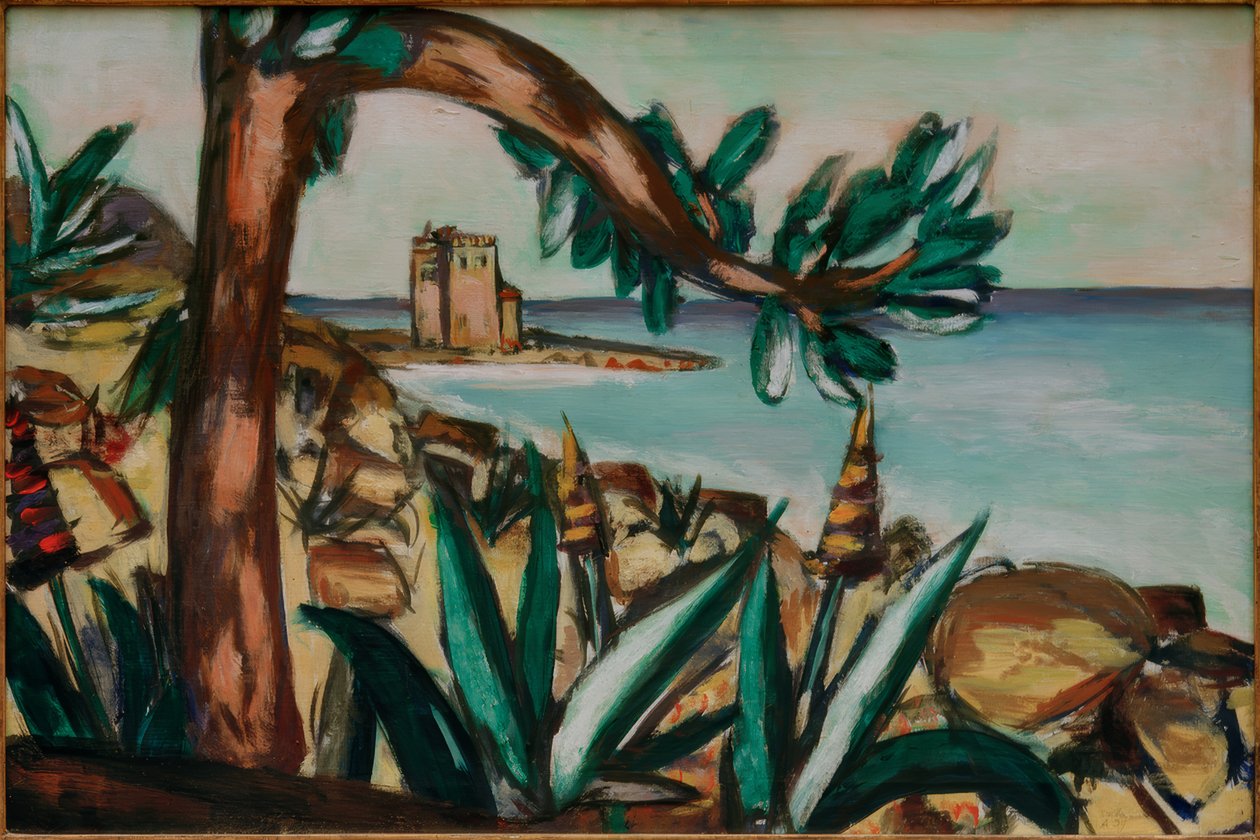 Havlandskap med et gammelt slott og agaver av Max Beckmann