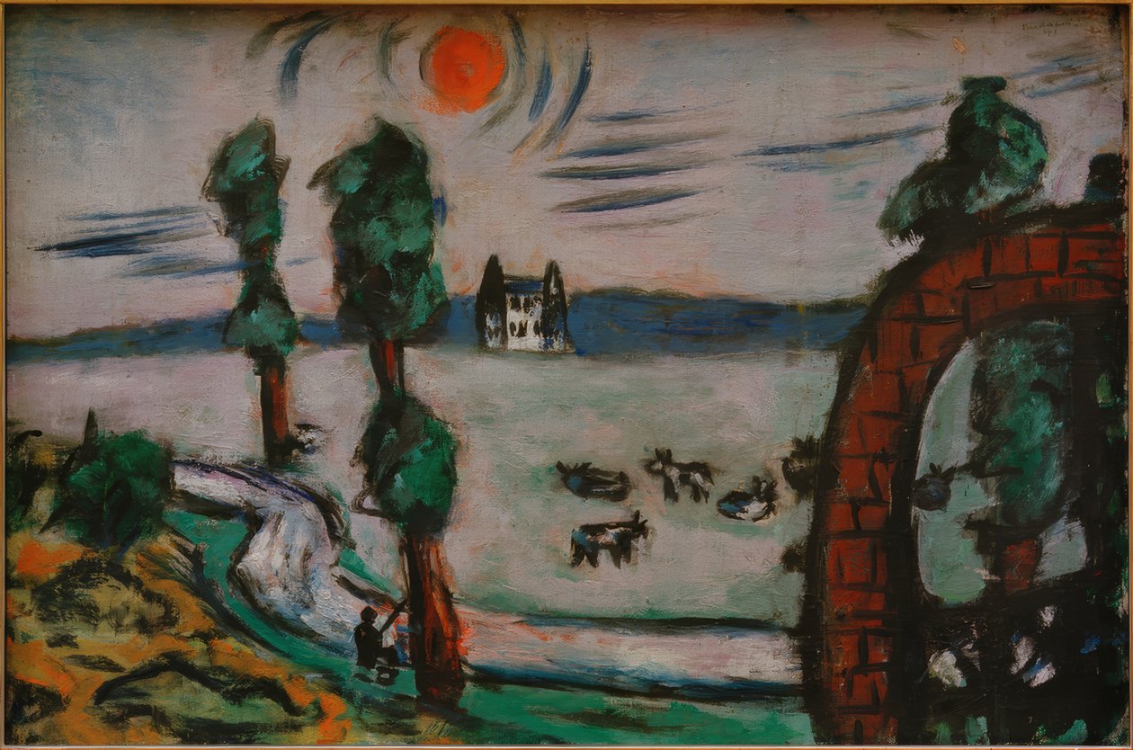 Tåkete landskap med kyr av Max Beckmann