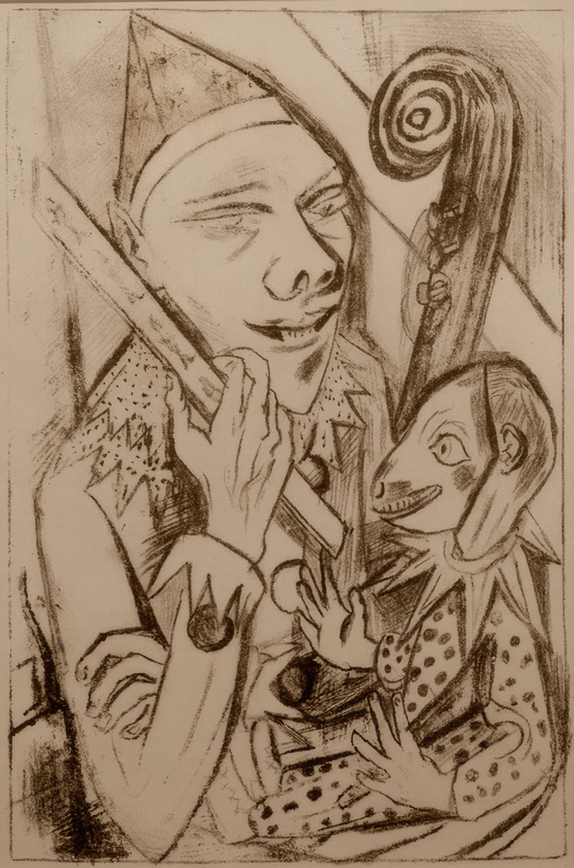 Pjerrot med maske av Max Beckmann