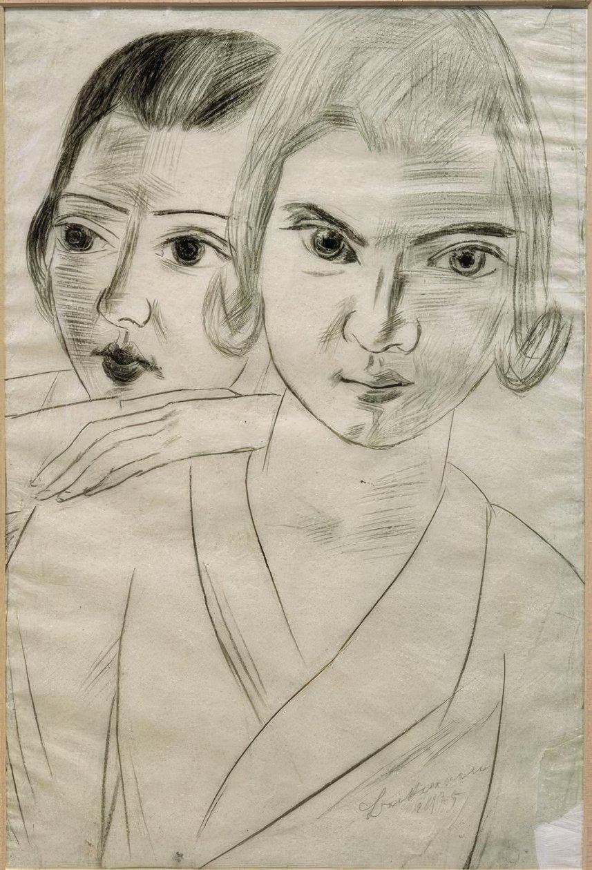 Pizchen og Quappi - dobbeltportrett av Marie-Louise von Motesiczky og Mathilde von Kaulbach av Max Beckmann