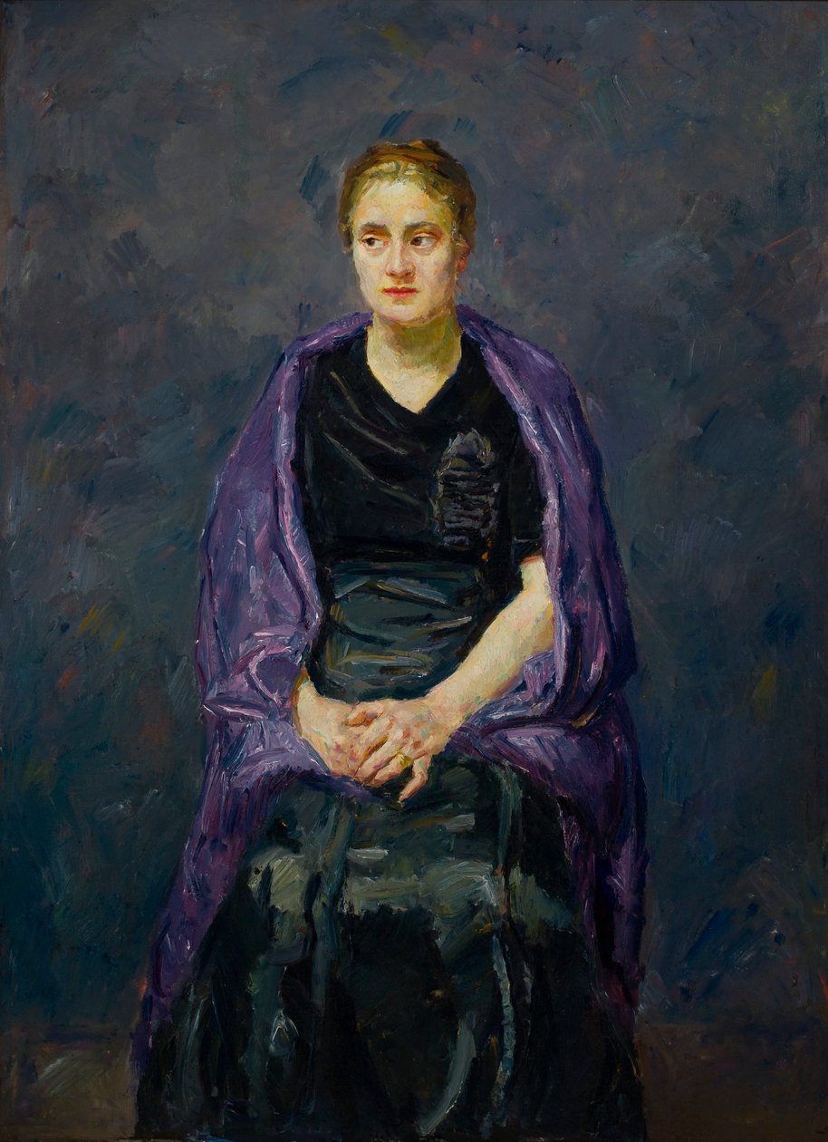 Portrett av mink med fiolett sjal av Max Beckmann