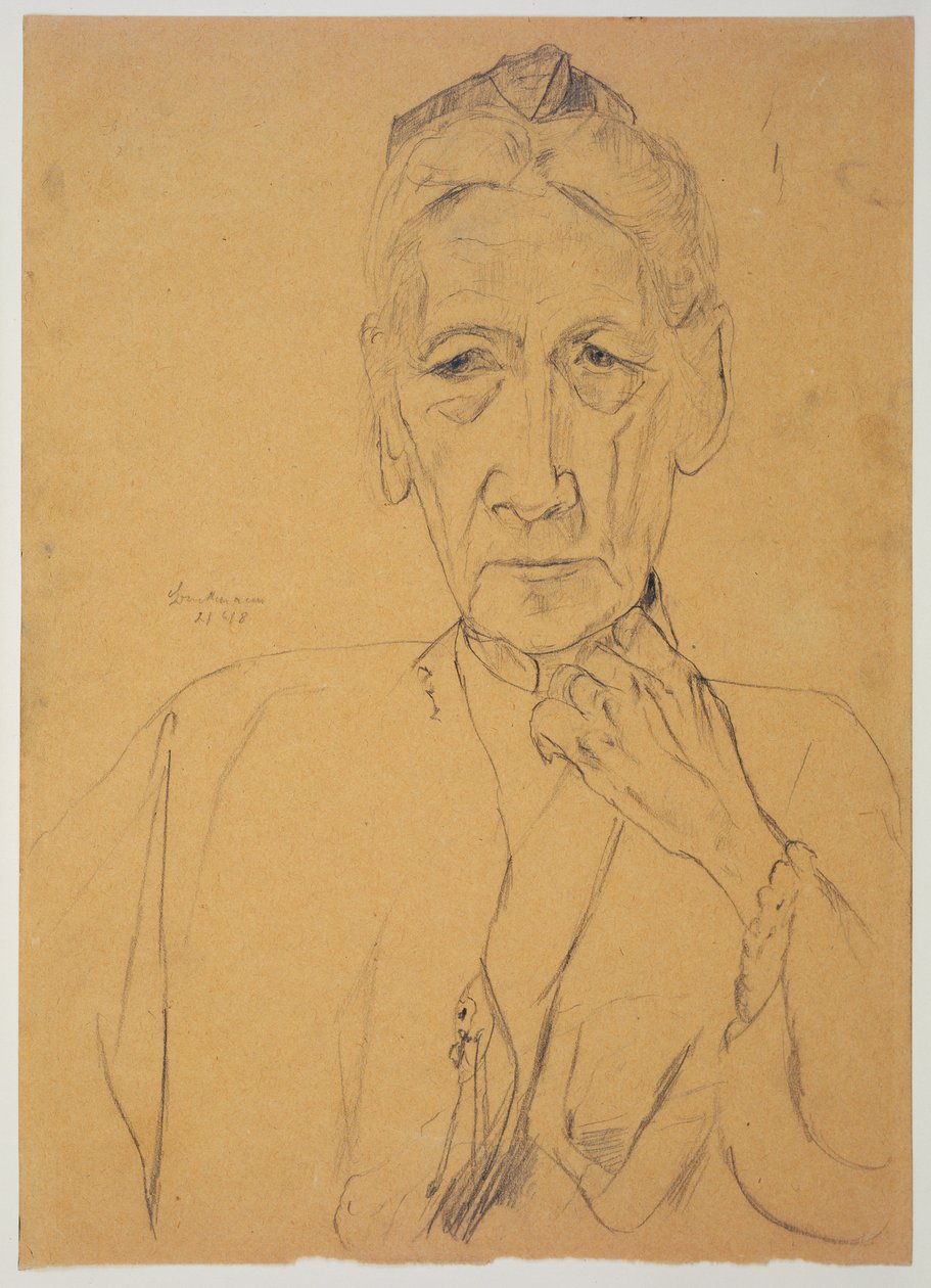 Portrett av fru Tube som halvfigur, en face av Max Beckmann