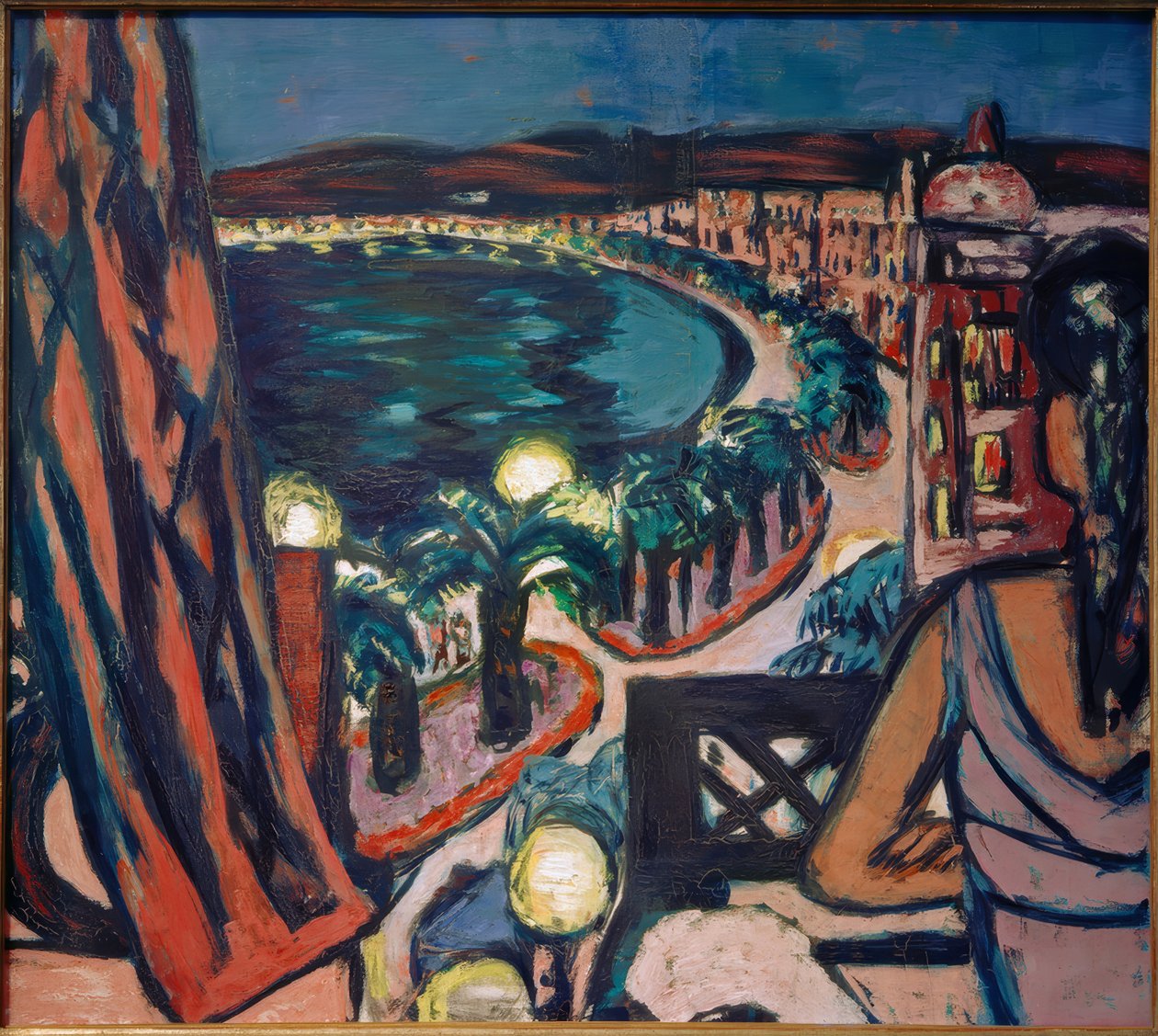 Promenade des Anglais (Nice vom Hotel bei Nacht) av Max Beckmann