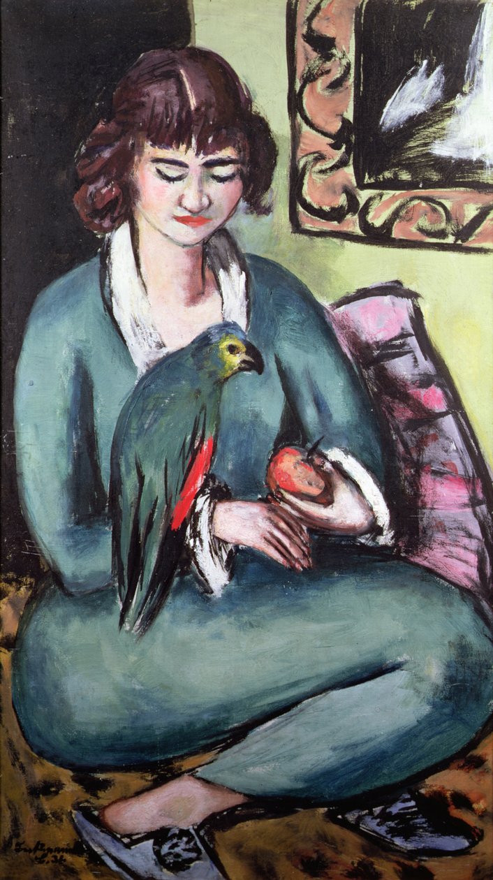 Quappie med en papegøye av Max Beckmann