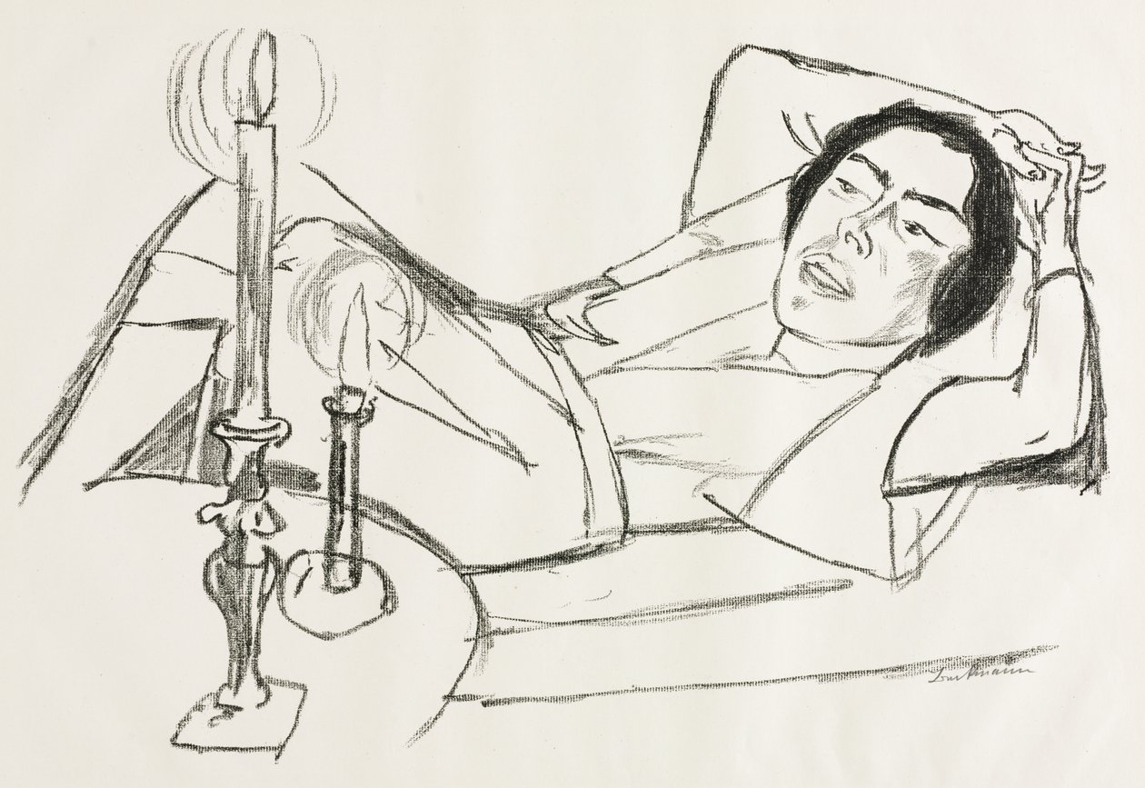 Tilbakelent kvinne (portrett av Johanna Loeb) av Max Beckmann
