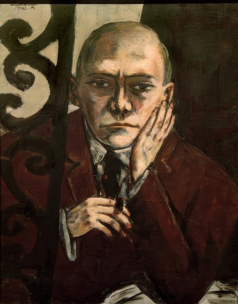 Selvportrett i baren av Max Beckmann