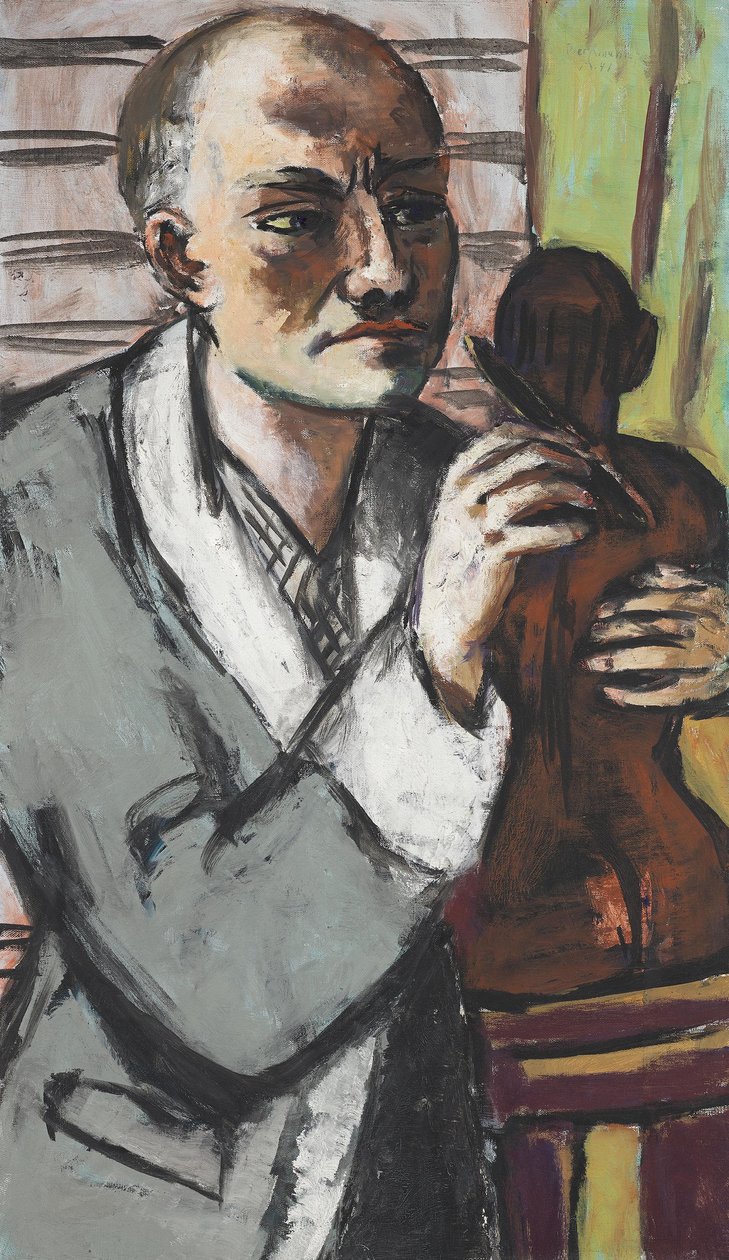 Selvportrett med grå morgenkåpe av Max Beckmann