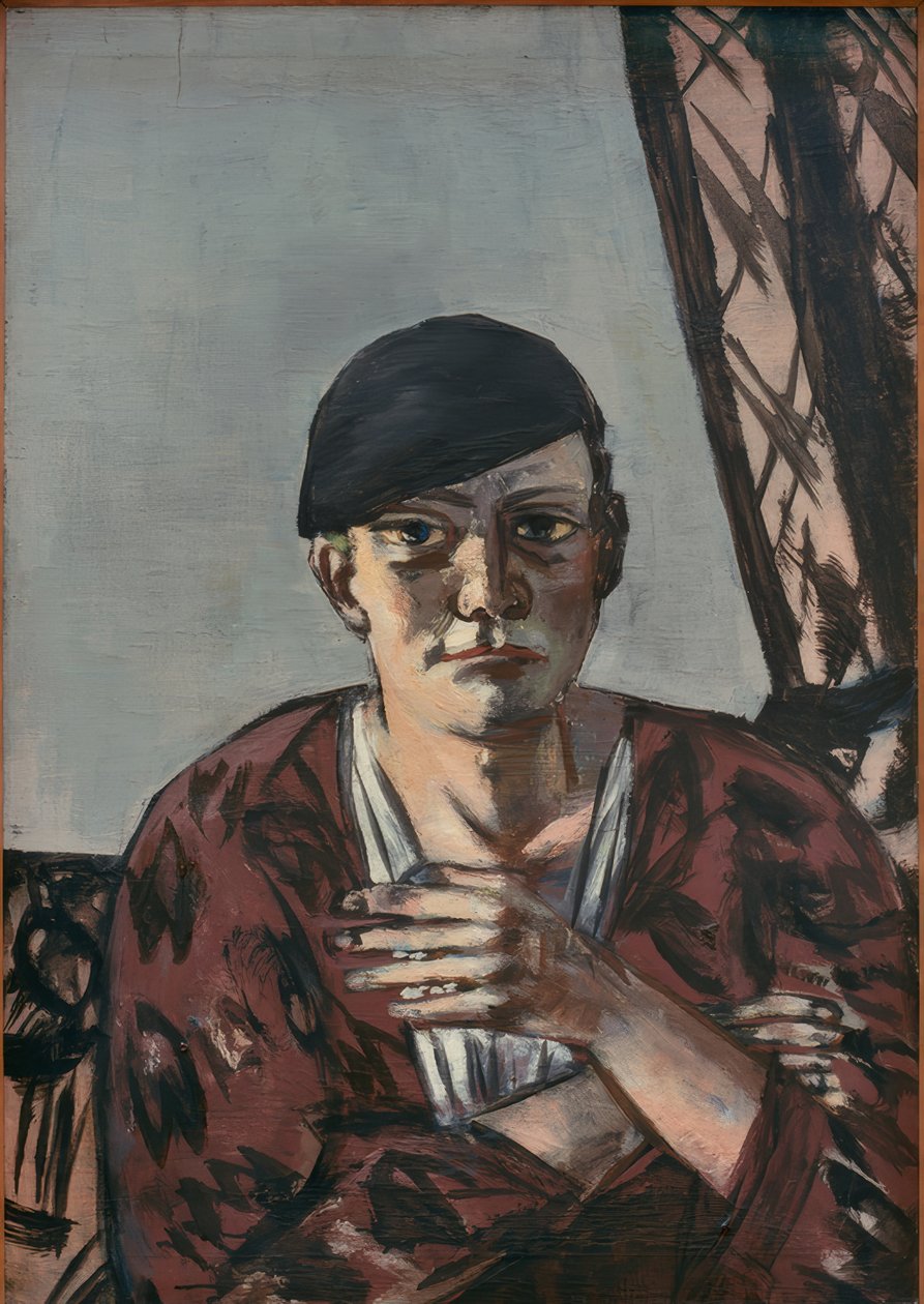 Selvportrett med svart caps av Max Beckmann