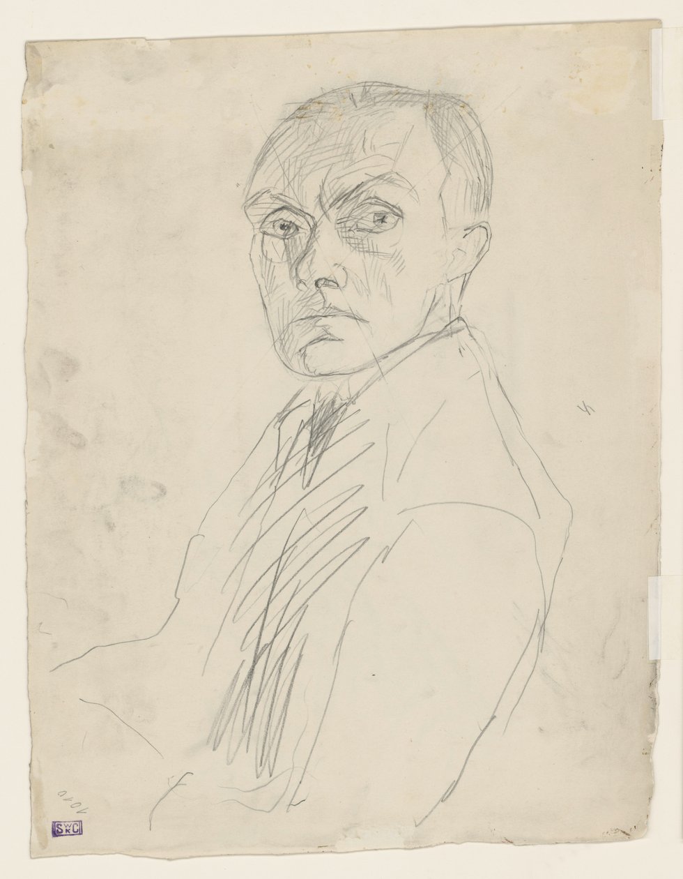 Selvportrett i halvprofil mot venstre (forkastet) av Max Beckmann