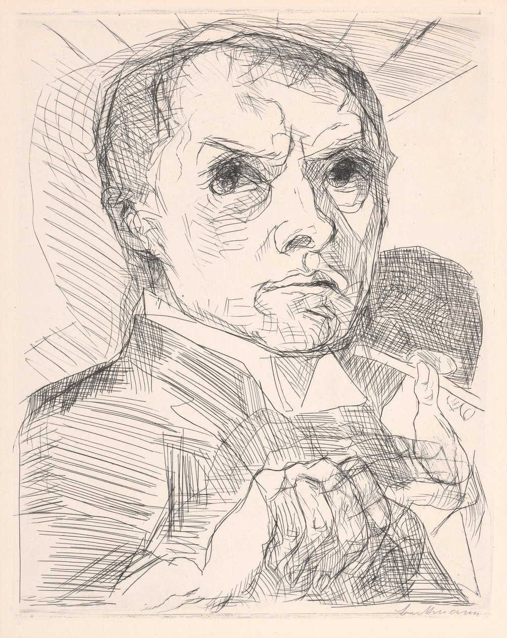 Selvportrett med griffel av Max Beckmann