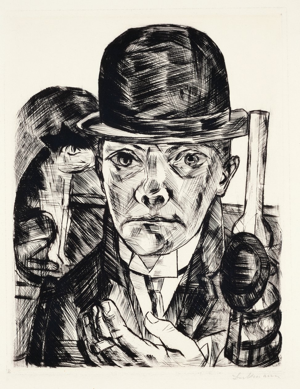 Selvportrett med hatt av Max Beckmann