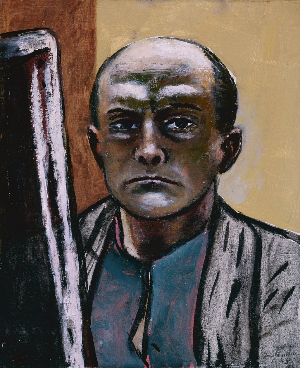 Selvportrett i oliven og brunt av Max Beckmann