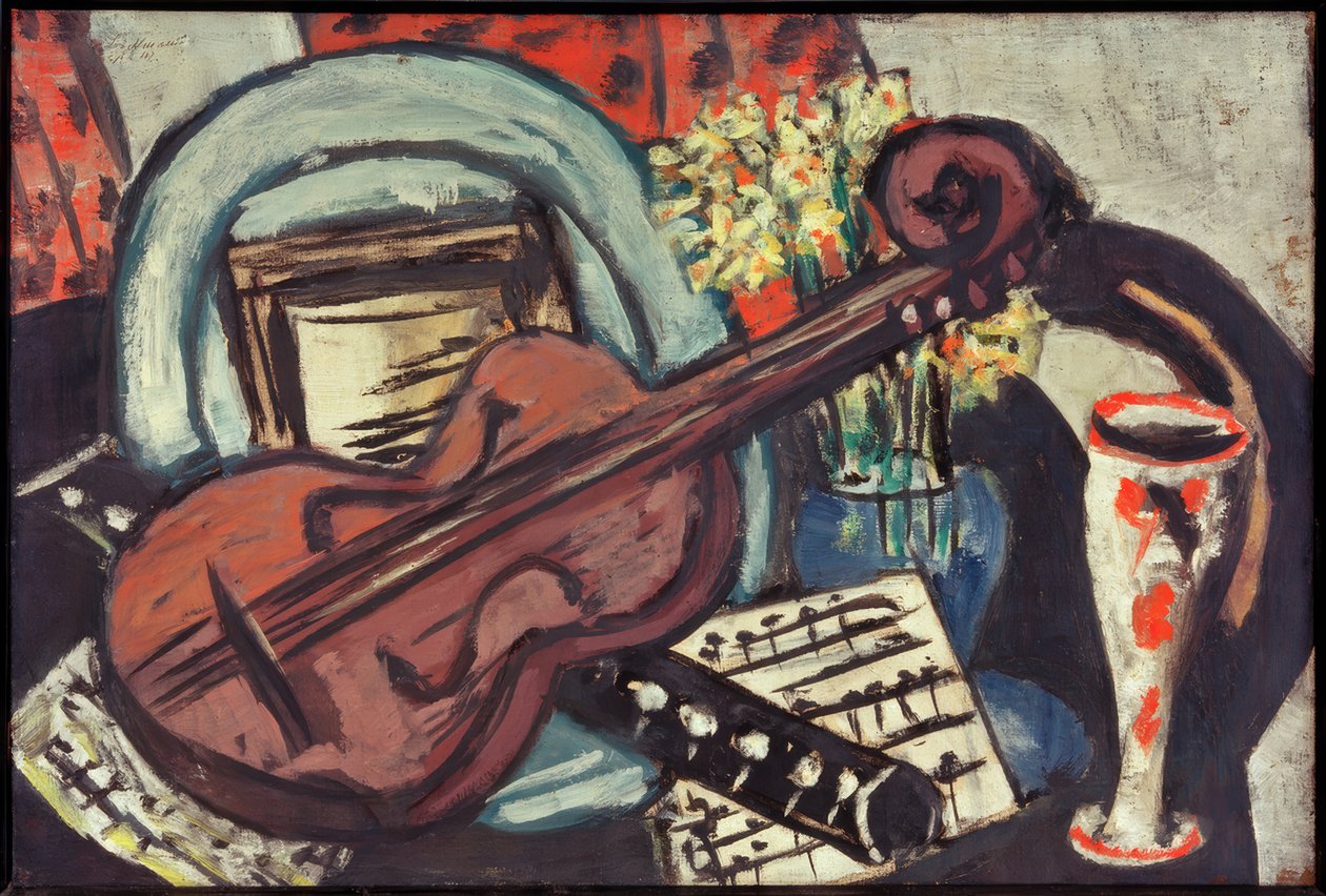 Stilleben med fiolin og fløyte av Max Beckmann