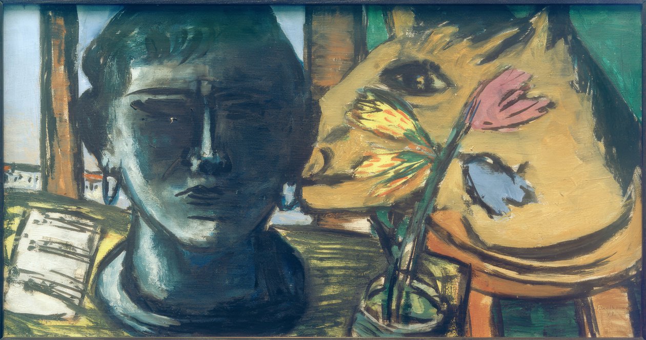 Stilleben med skulptur av Max Beckmann