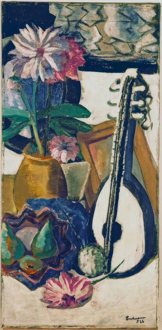 Stilleben med lilla georginer av Max Beckmann