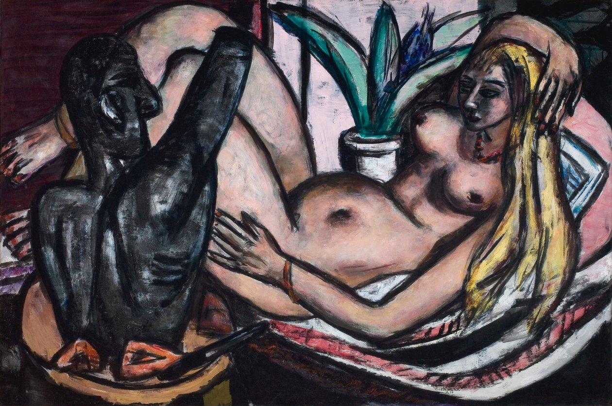 Studio (kvinnelig naken og skulptur) av Max Beckmann