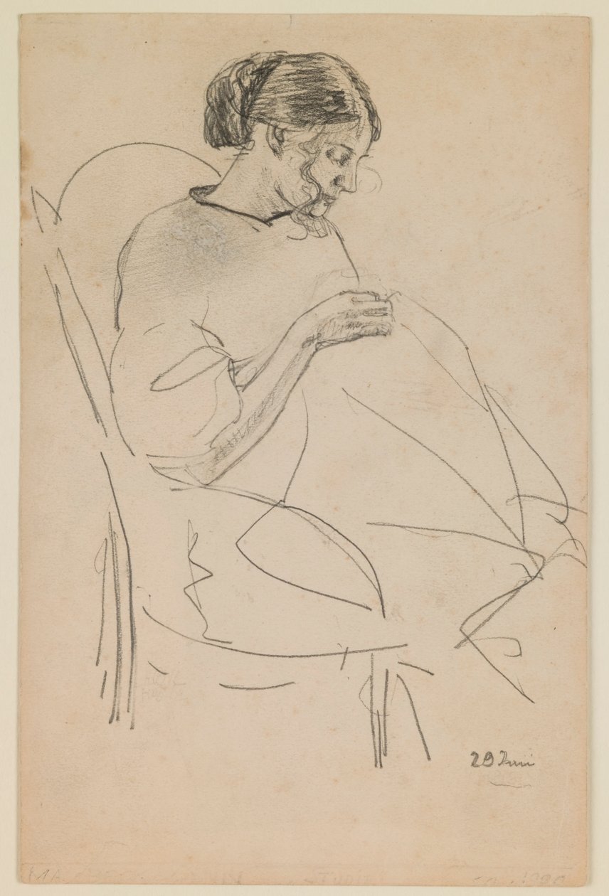 Studie av en kvinne som syr av Max Beckmann